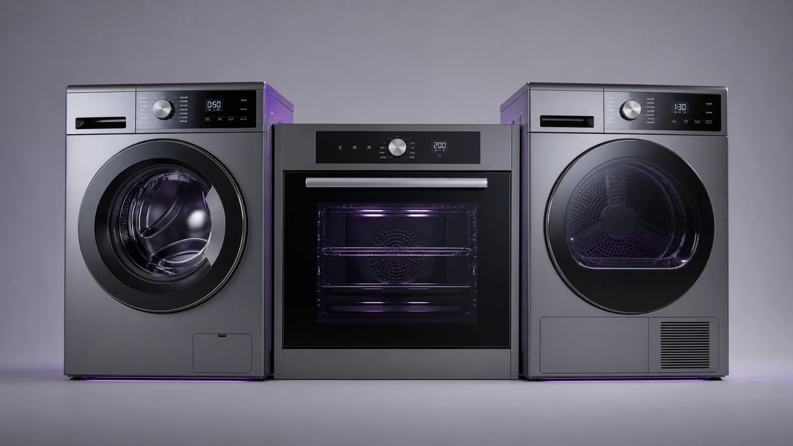 The Vesta product range: washing machine, oven, dryer